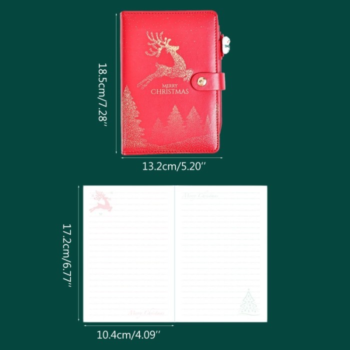 

Amberela - Set Notepad Kulit Ran Xmas Dengan Pen A6 Binder Set 80Lembar Kertas