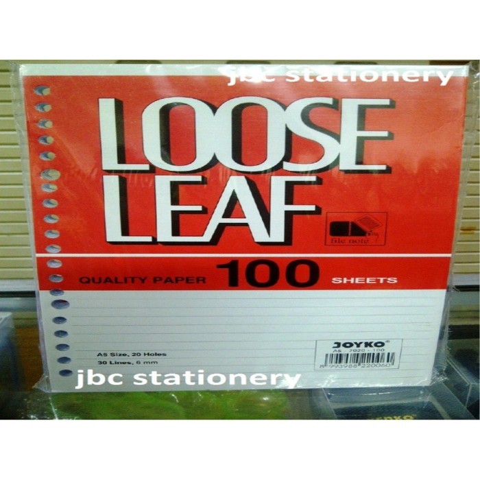 

Amberela - Produk Loose Leaf A5 Joyko Isi 100 Lembar Kertas Binder Barang