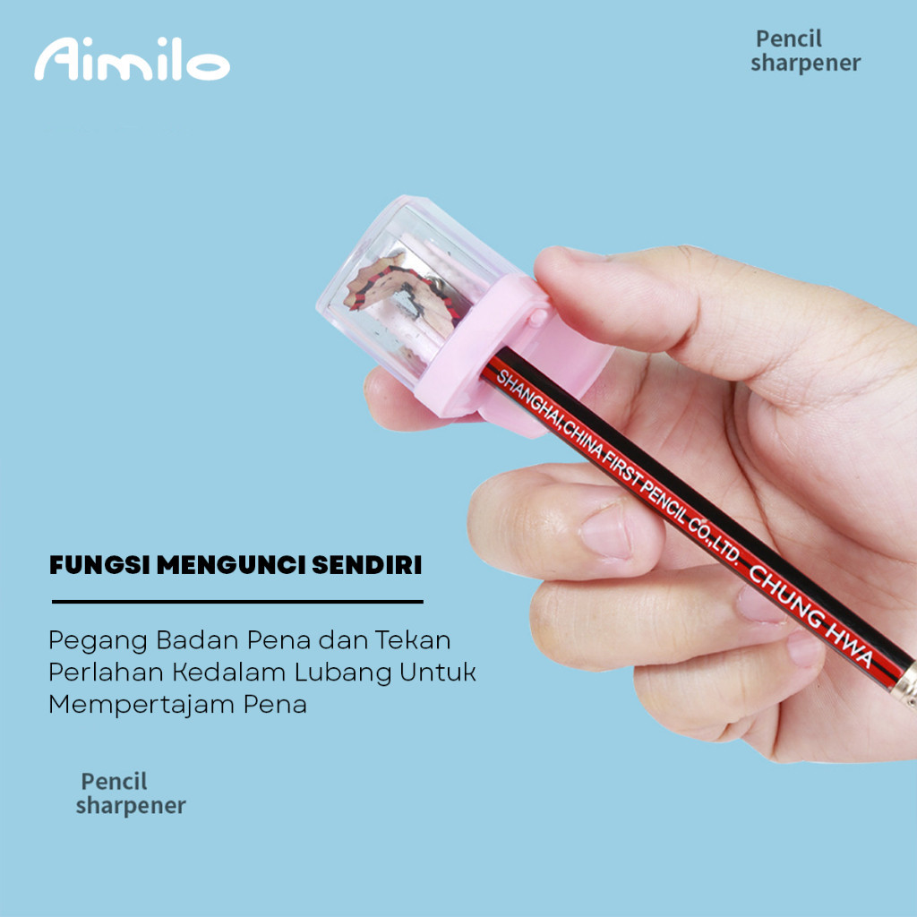 

Aimilo Rautan Serutan Pensil Putar Sharpener Dengan Penutup Rautan Pastel Aesthetic