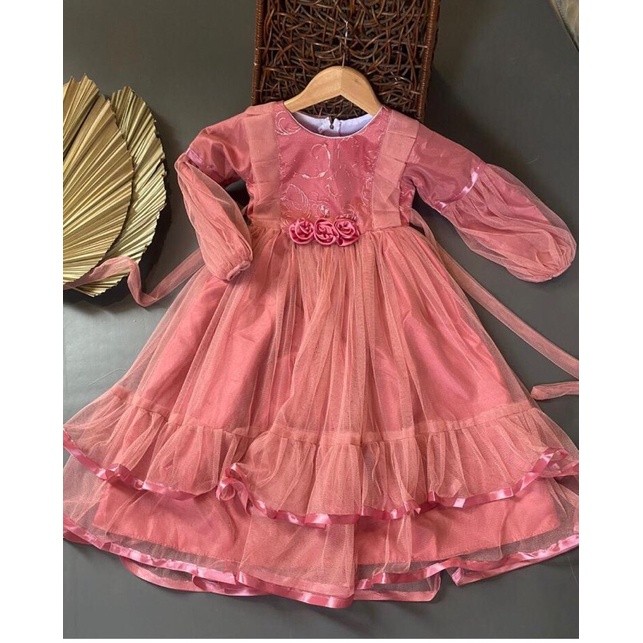 Gaun Anak Gereja Pakean Natal Anak Dress Dresd Pesta Kondangan Ghaun Anaj Cewek 1-10 Th Ghaum Bocah 