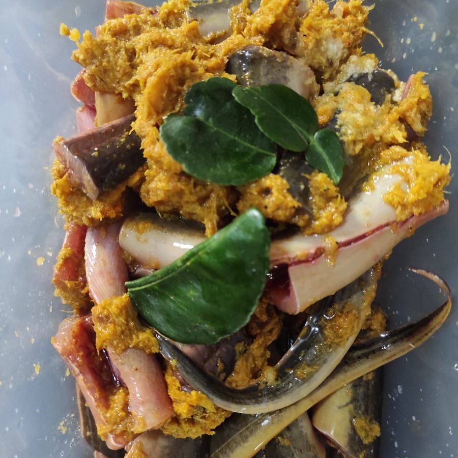 

belut bumbu kuning siap goreng