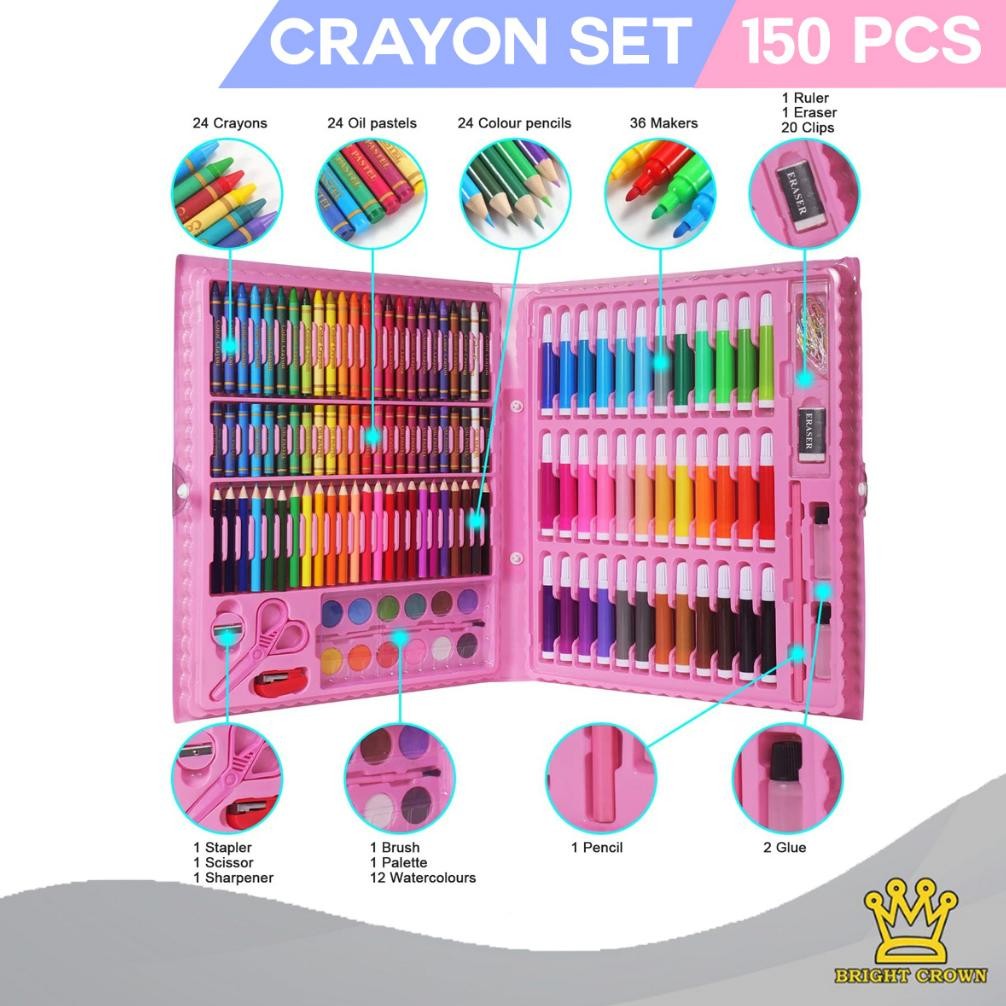 

Viral Bright Crown Pensil Warna Crayon set isi 150 pcs Crayon Mewarnai (Alat Menggambar atau Mewarnai) Murah