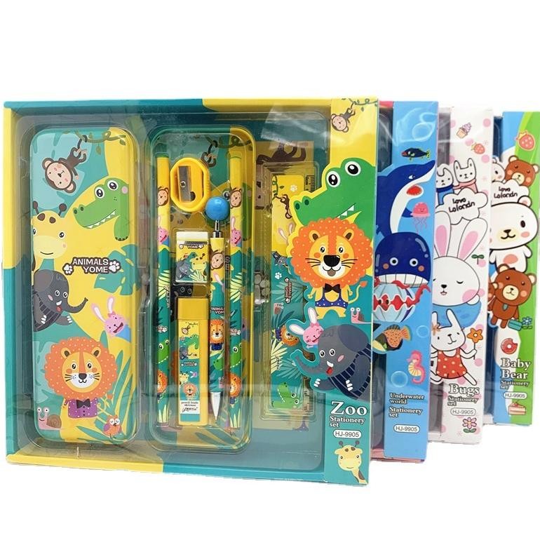 

uk-12 Kotak Pensil Anak Set 7In1 Stationery Untuk Hadiah Anak Sekolah / Kotak Pensil Karakter Murah Stationery Set 8in1 / Alat Tulis Set Tepak Pensil Original