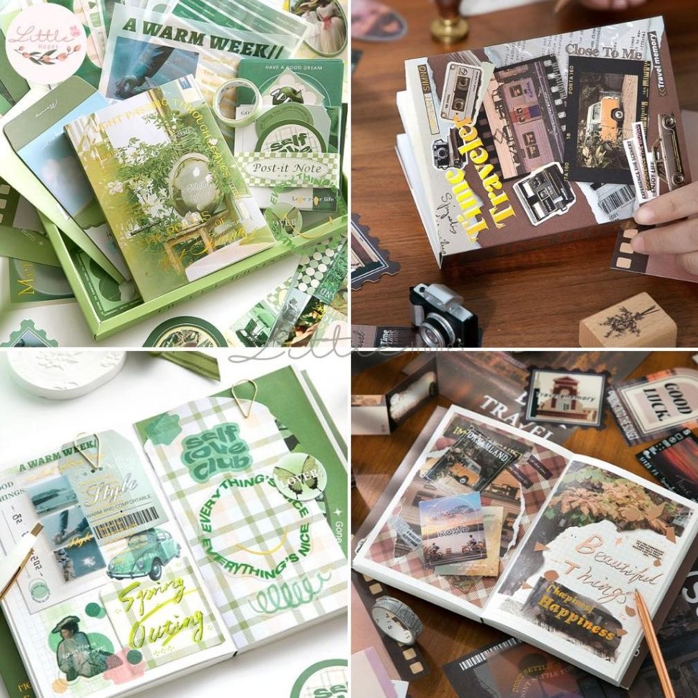 

m-4 (FREE GIFT) 155 Pcs A6 DIY Journal Set 11 in 1 Gift Box Hadiah Murah Unik Vintage Scrapbook COD Lucu Premium