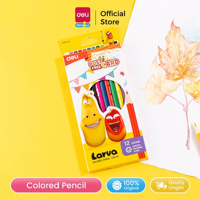 

Deli Larva School Color Pencil / Pensil Warna 12/24 Warna Mudah Diraut Warna Cerah dan Tebal EC115