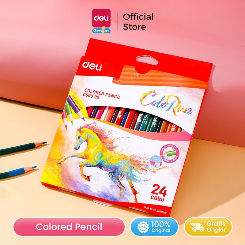 

Deli Coloring Pencil / Pensil Warna 12/18/24/36 Warna Triangular Mudah Diraut Non-Toxic EC003X0