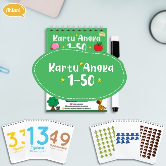 Terlaris KARTU ANGKA 1-50 BELAJAR ANGKA BELAJAR BERHITUNG SALE