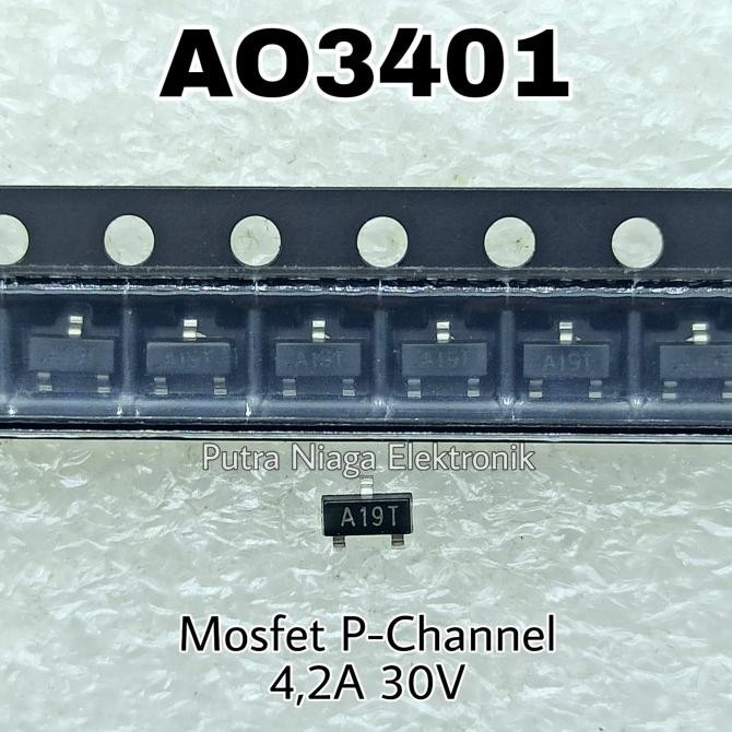 Update (10) AO3401 SMD Power Mosfet P Channel SOT23 / AO 3401 P-Ch 4,2A 30V putr4n dijamin
