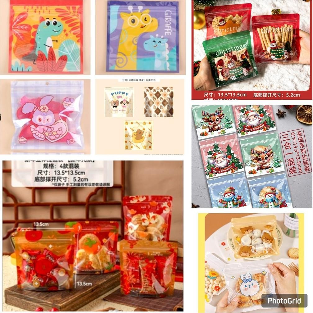 (50 lembar) Plastik Klip Kuromi stella lou Plastik Zipper Kemasan Cookies 13.5cm Roti Snack Aestheti