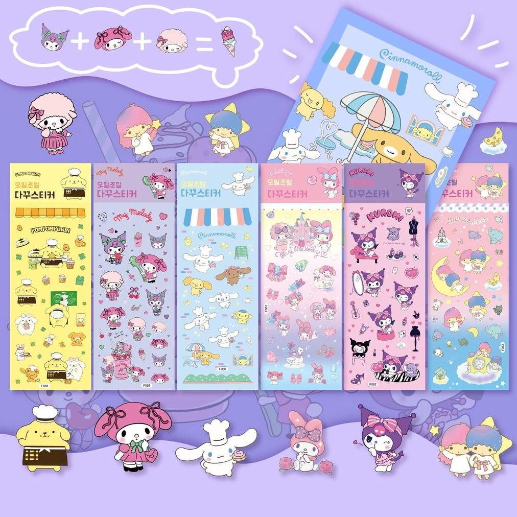 

STIKER SANRIO GLOSSY BLINK CINAMOROLL/ KUROMI/ MELODY KODE C baru