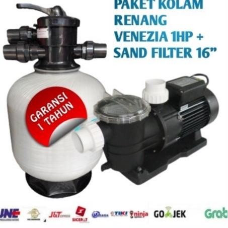Mesin Pompa Air Kolam Renang 1Hp + Sand Filter 16" Paket Kolam Renang