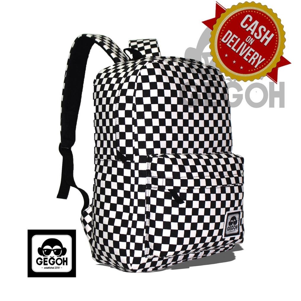 Serbuu Tas Ransel Pria Catur Hitam Distro/Tas Sekolah Pria Dewasa Untuk Anak Sekolah Smp Sma