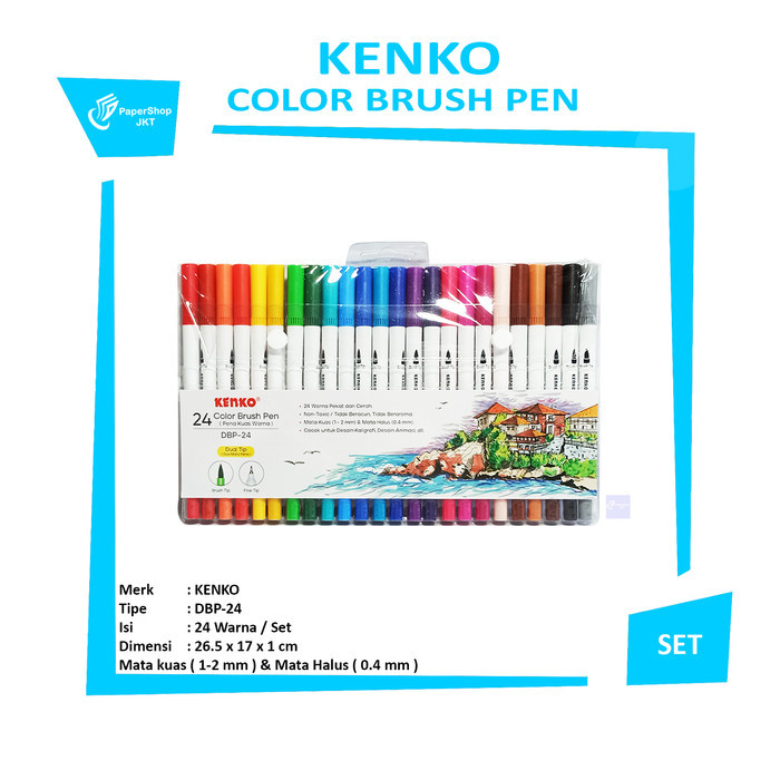 

Terlaris KENKO - Color Brush Pen DBP-24 Dual Tip 24 Warna - Set SALE