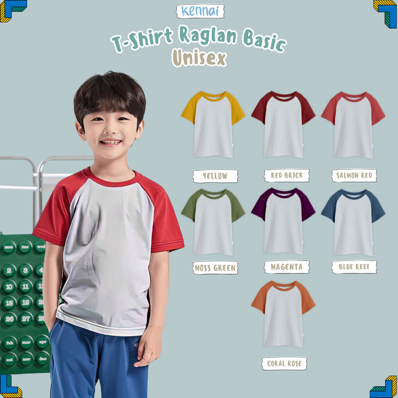 Nino Kaos Atasan Anak Raglan Lengan Pendek Baju Anak Laki Laki Perempuan Basic Grey  Polos