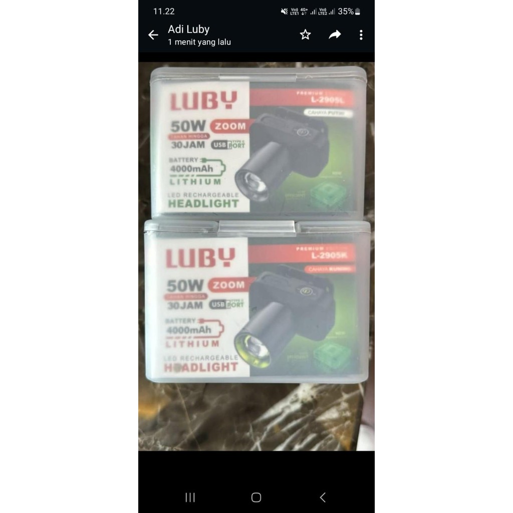 Senter Kepala Zoom Luby / Headlamp Zoom Luby L2905/2905/L-2905