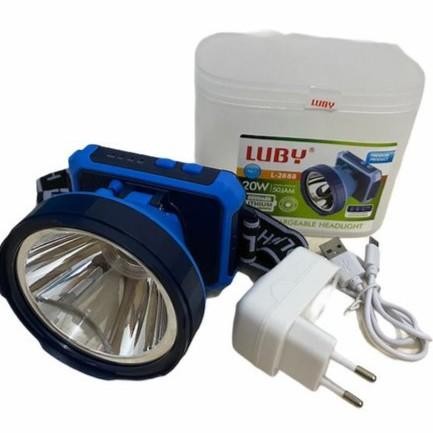 Headlamp Senter Kepala Luby 20 Watt L-2888 Led Putih Cas 8000Mah