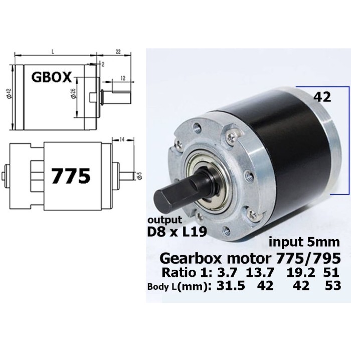 775 dc motor Mini spindle 12/24v