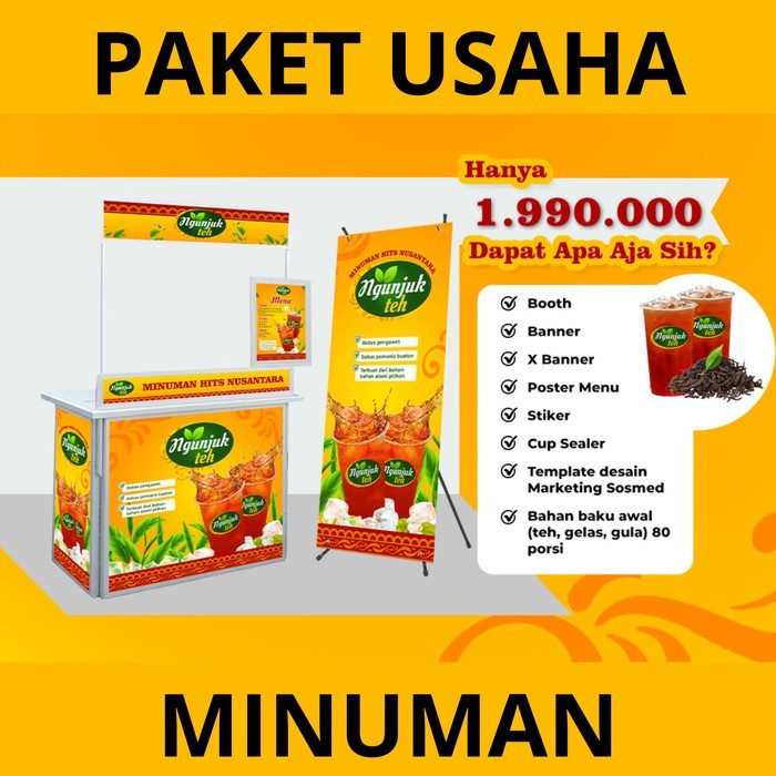 

Paket Usaha Minuman Es Teh Kekinian Ngunjuk Teh