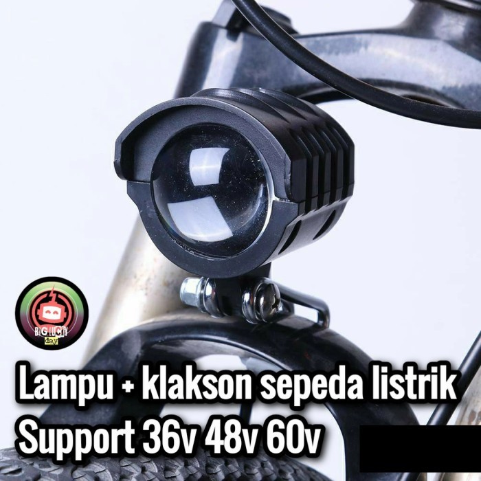 lampu + klakson sepeda listrik 36v 48v 60v headlamp scooter listrik