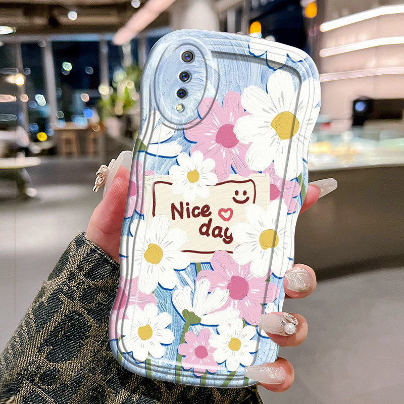 Casing Hp Untuk VIVO S1 Case Casing Softcase bunga penutup pelindung silikon gelombang transparan HP