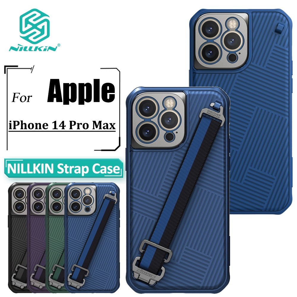 Casing Nillkin Strap Untuk iPhone 14 Pro Max Casing Dengan Tali Pengikat Mewah Tekstur 3D Sporty Cas
