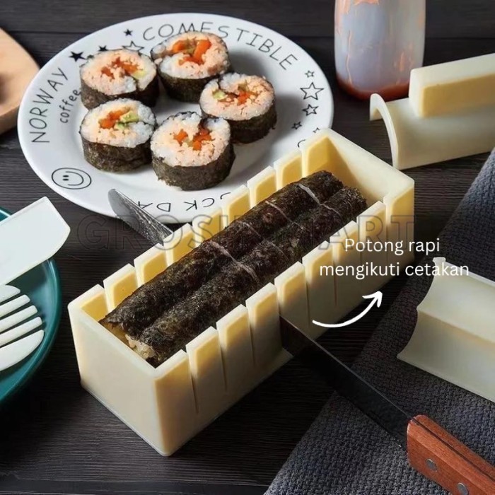 Barbye - Terlaris Cetakan Sushi Roll Gulungan Sushi Maker Otomatis Praktis Motif Bulat Kotak Hati