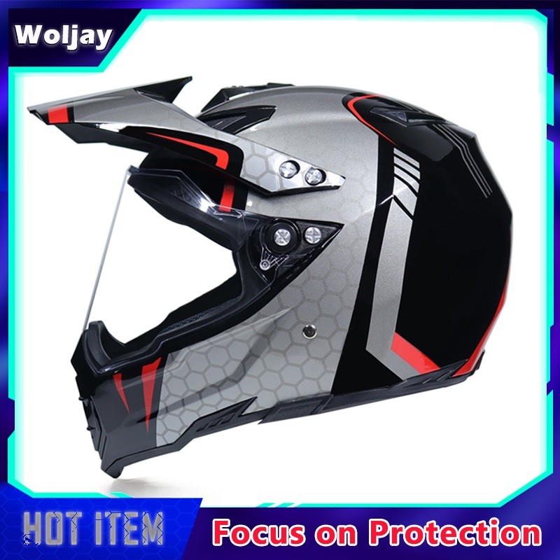 Helm Sepeda Motor Full Face Helm Motocross DH Menurun Lintas Negara Helm Balap Helm DOT Disetujui Ma