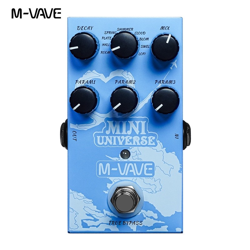 M-VAVE Mini Universe Gitar Listrik Pedal Efek Reverb Desain Bypass Sejati Casing Logam 9 Nada Reverb