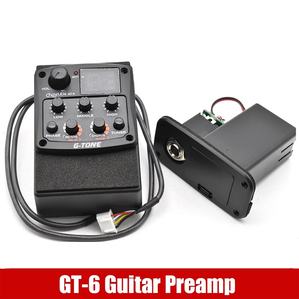 Cherub G-Tone GT-6/5/4/3 3-Band 4-Band Equalizer Gitar Akustik dengan Tuner Guitarra Preamp Piezo Pi