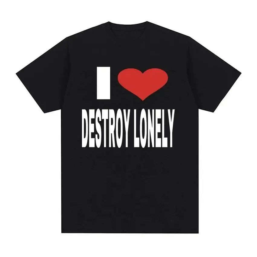 I Love Destroy Lonely Print Graphic T-shirt Summer Men Women