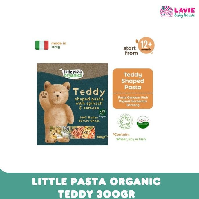 

Little Pasta Organics Teddy Shaped Pasta with Spinach & Tomato 300gr