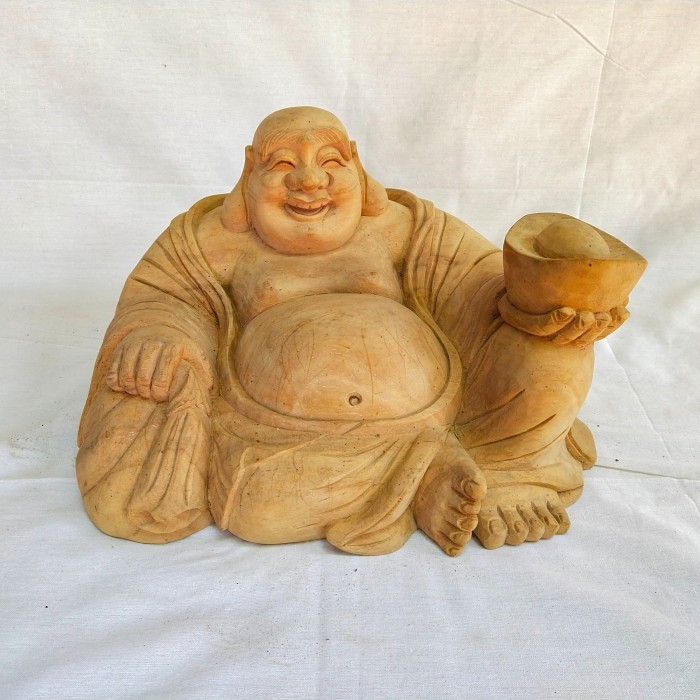 Sani - Patung Buddha Duduk 01 (Laughing Budha) Kayu Jati