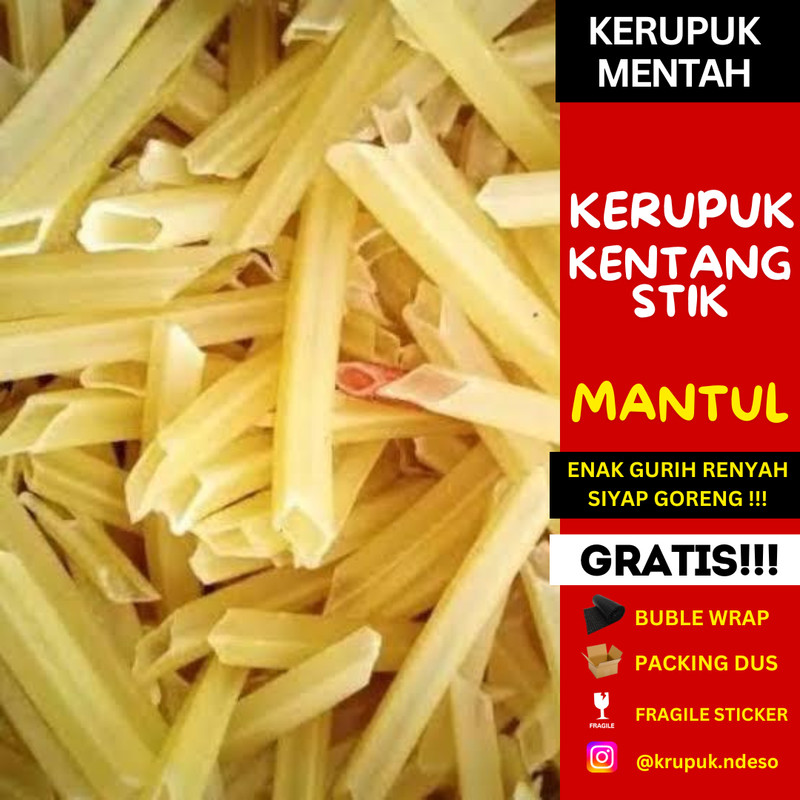 

KERUPUK STIK KENTANG Krupuk Potato Stick Mentah Cap Super ECHO Istimewa Enak Gurih Renyah 1kg