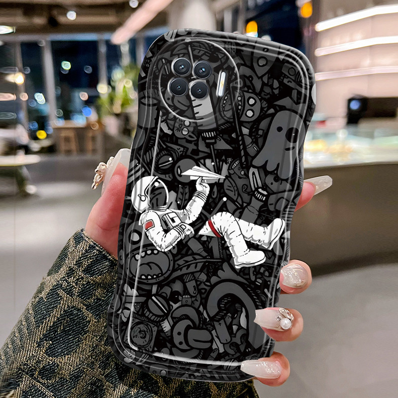 Casing Hp Untuk OPPO A93 2020 Reno 4F Reno 4 Lite F17 Pro Case Casing pola Astronot NASA Kasing HP C