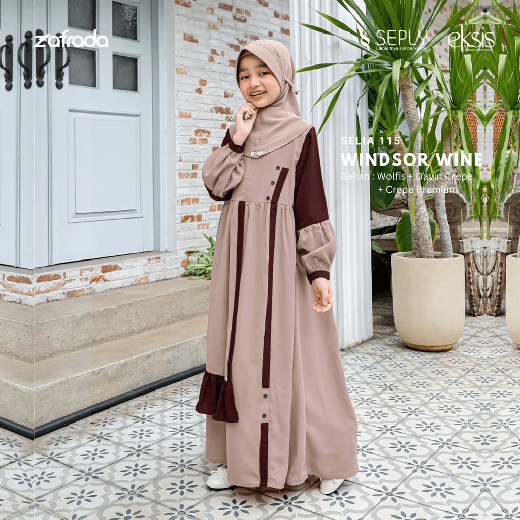 SEPLY | DRESS GAMIS ANAK SELIA 115 WINDSOR WINE D20P