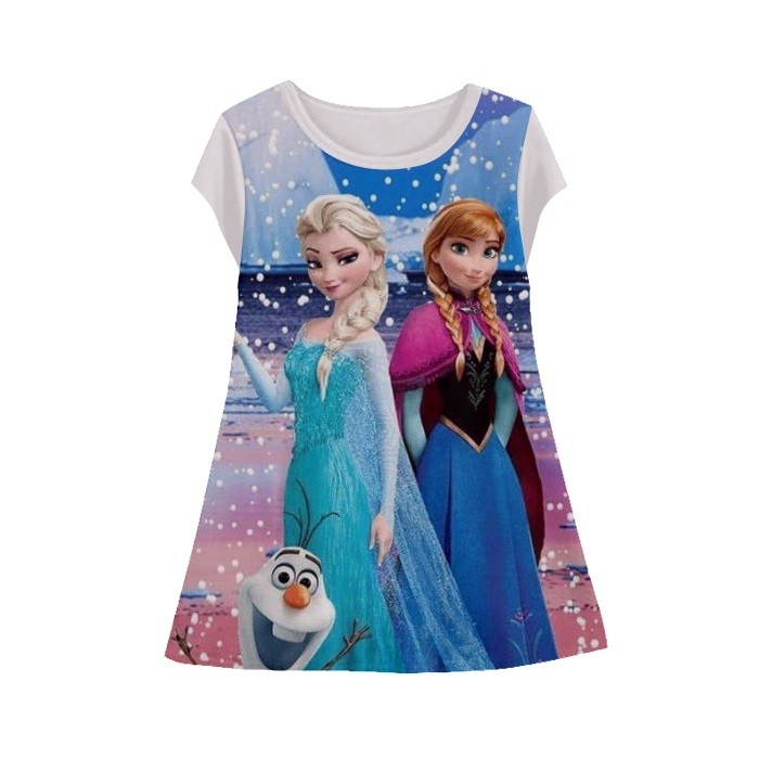 Baju Dress Anak Perempuan Frozen v2 Tunik Anak Wanita Frozen-2 Umur 1-12 Tahun