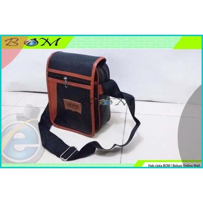tas samping selempang kecil pria remaja bapak kulit sintetis hitam 14