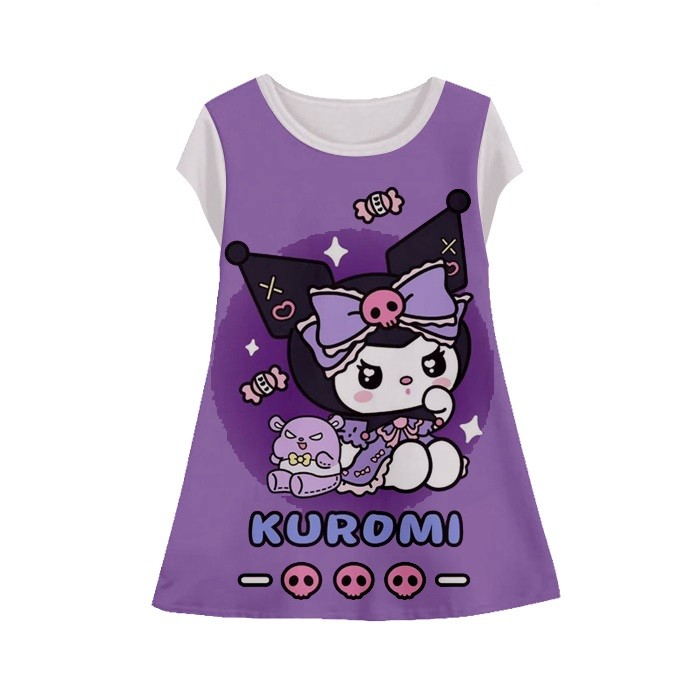 Baju Dress Anak Perempuan Kuromi v2 Tunik Anak Wanita Kuromi-2 Umur 1-12 Tahun