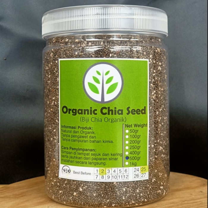 

Terlaris Organic Chia Seed 500 gram (1/2kg) BPOM HALAL/ Organic Black Chia Seed SALE