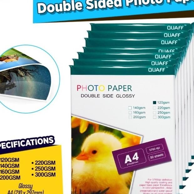 

Quaff Kertas Foto Dua Sisi Double Sided Photo Rart Rdilapisi Kertas Ukuran A4 (50 Lembar Per Bungkus) (120Gsm