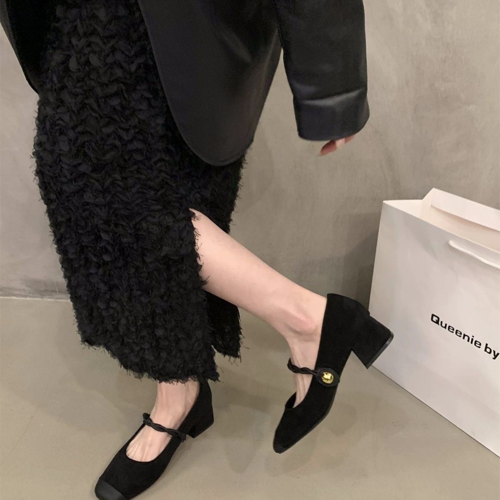 Women's Chunky Heel Mary Jane Shoes Shoes Autumn and Winter Elegant French Bridesmaid Bridal Shoes