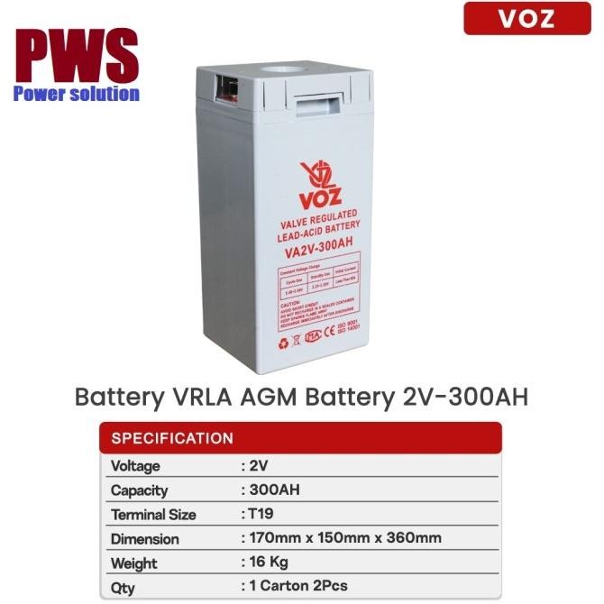 Aki Accu Baterai Battery Kering Voz 2v 300Ah