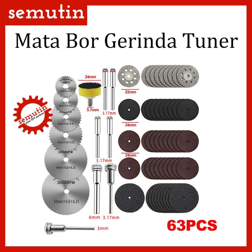 Mata Bor Gerinda Tuner Sets 63in1 AH74 SM / Diamond Cuner Porting Mini Kayu Hss Saw Blade / Potong S