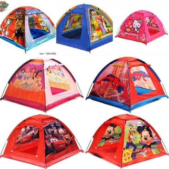 Tenda Camping Anak Karakter Kartun Karakter Spiderman Frozen HK Cars