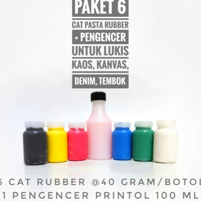 

Paket 6 Cat Pasta Rubber Lukis Kaos, Kanvas, Denim, Tembok + Pengencer