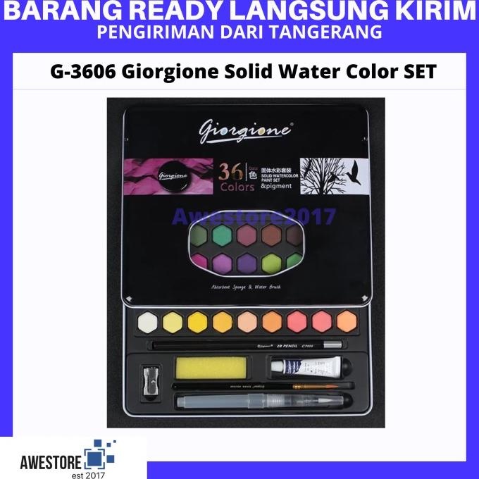 

Giorgione 36 Warna Colors Solid Watercolor Cat Air Box Set Kuas Lukis