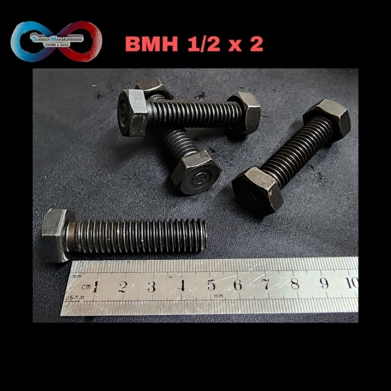 

Baut mur hitam (BMH) 1/2 x 2 inch