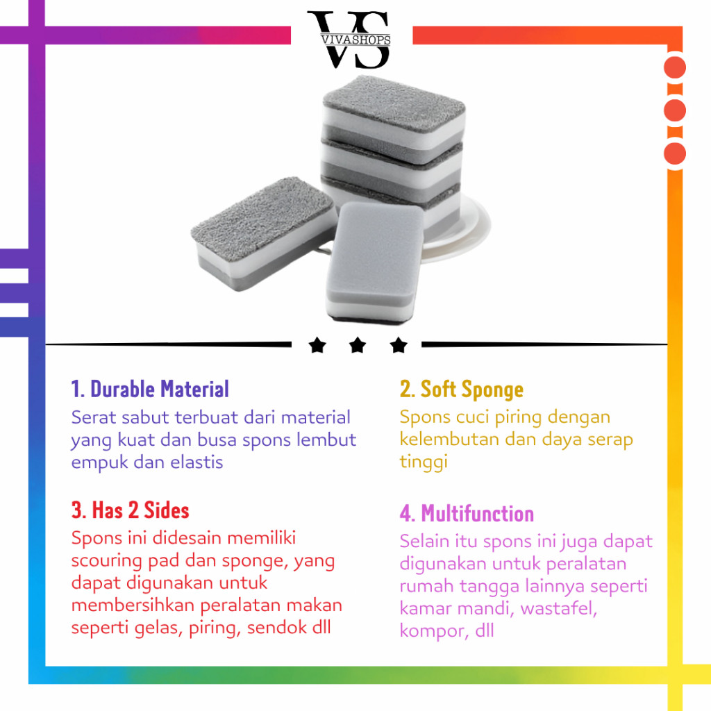 

Sikat Spons Abu 2 Sisi Serbaguna / Spons Busa Cuci Piring & Panci / Spons Cuci Piring Penghilang