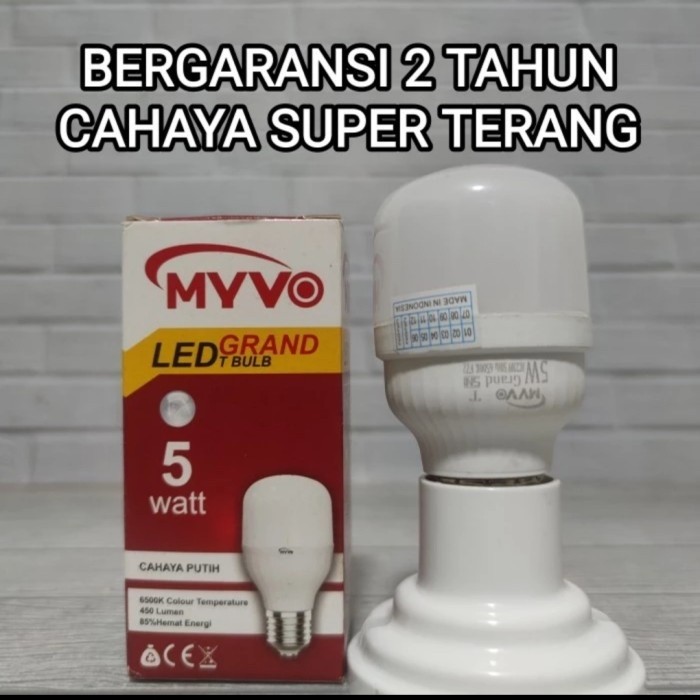 MYVO GRAND LAMPU LED T BULB CAPSULE 5W 5 WATT BOHLAM BERGARANSI - PUTIH CDL 6500K