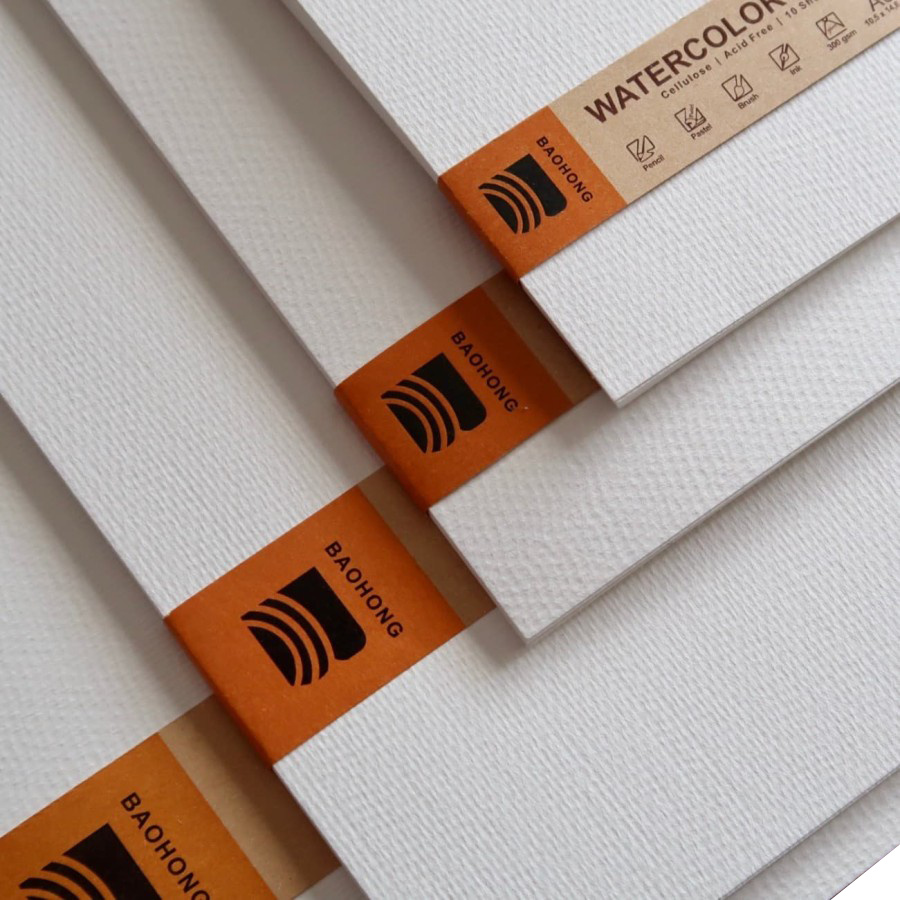 

Watercolor Paper Baohong Cellulose 300gsm A3 / A4 / A5/ A6 - Kertas Cat Air